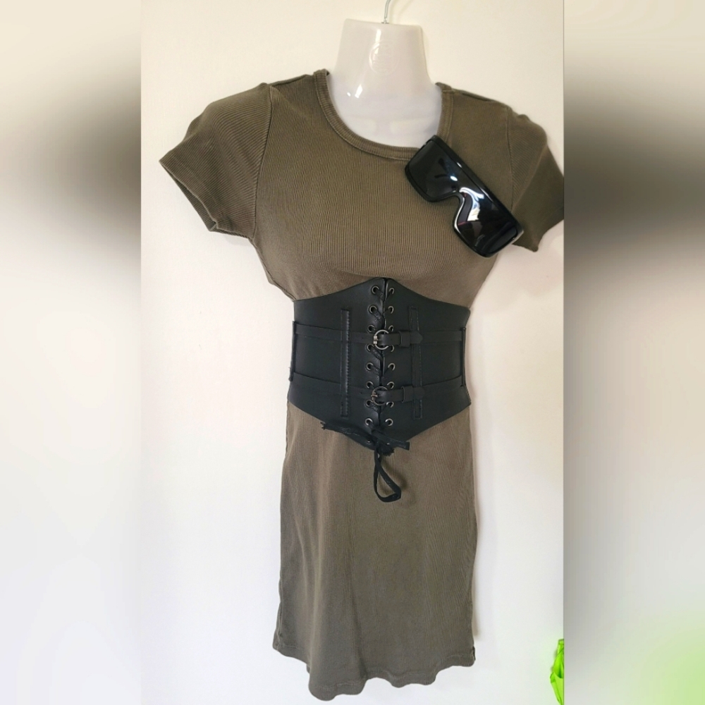 SOFT COTTON MOSS GREEN DRESS